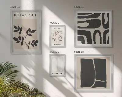 Štýlová abstraktná grafika rastlín galéria obrazov na stenu