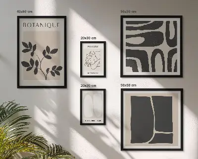Štýlová abstraktná grafika rastlín galéria obrazov na stenu