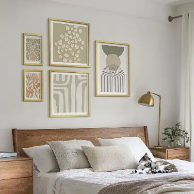Galéria obrazov na stenu štýlová pastelová grafika s rastlinami