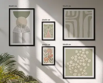 Galéria obrazov na stenu štýlová pastelová grafika s rastlinami