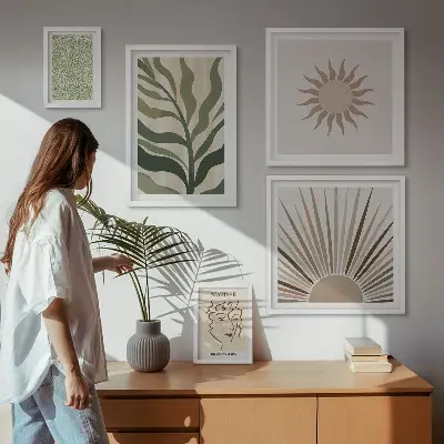 Abstraktná grafika rastlín štýlový obraz na stenu