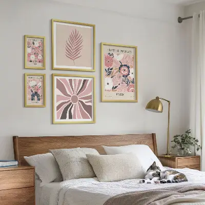 Sada obrazov nad pohovku s motívom kvetinových trhov v boho štýle