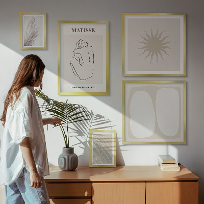 Sada obrazov nad pohovku Minimalistické formy v boho štýle