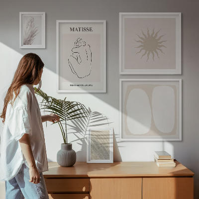 Sada obrazov nad pohovku Minimalistické formy v boho štýle