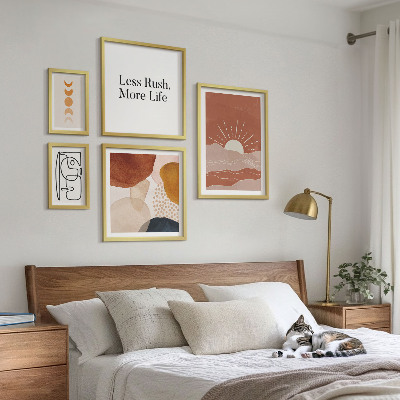 Sada obrazov nad pohovku Štýlová abstraktná grafika slnka