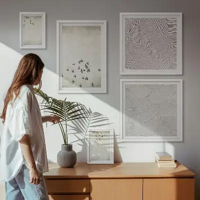 Minimalistická maľba vtákov galéria obrazov na stenu