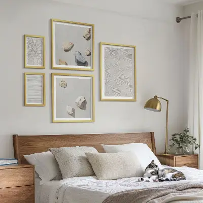 Geometrické kartónové kamene sada obrazov nad pohovku