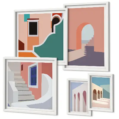 Pastelová architektonická grafika galéria obrazov na stenu