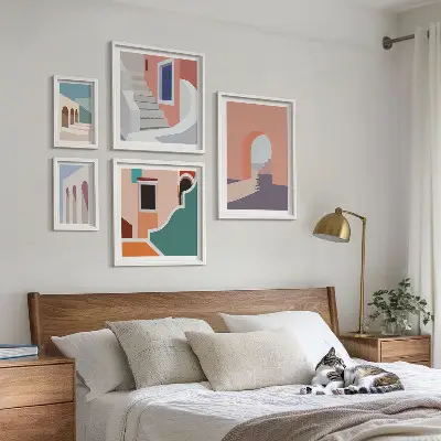 Pastelová architektonická grafika galéria obrazov na stenu
