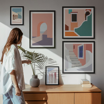 Galéria obrazov na stenu Pastelová architektonická grafika