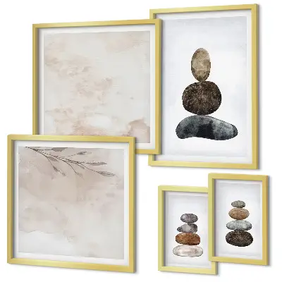Obraz na stenu boho maľba s motívom kamenných kôpok