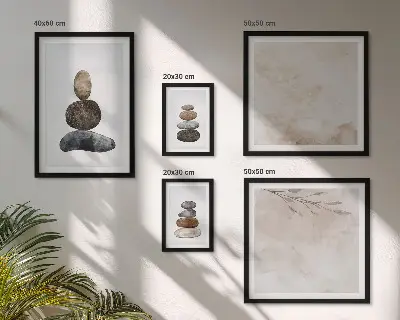 Obraz na stenu boho maľba s motívom kamenných kôpok