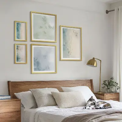 Sada obrazov nad pohovku minimalistické plátno s motívom rozliateho akvarelu
