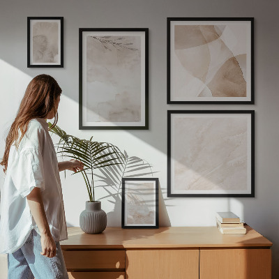 Sada obrazov nad pohovku Akvarelové farby boho textúry