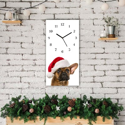 sklenené hodiny Vertikálne Buldog vianočný pes