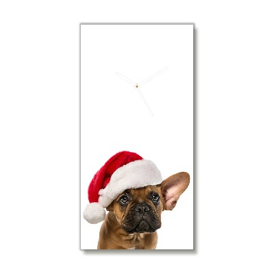 sklenené hodiny Vertikálne Buldog vianočný pes