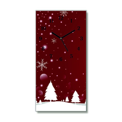 sklenené hodiny Vertikálne Vianočný stromček. Sviatky snehové vločky