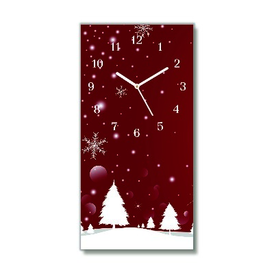 sklenené hodiny Vertikálne Vianočný stromček. Sviatky snehové vločky