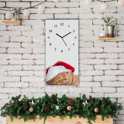 sklenené hodiny Vertikálne Mačka čiapka Santa Claus