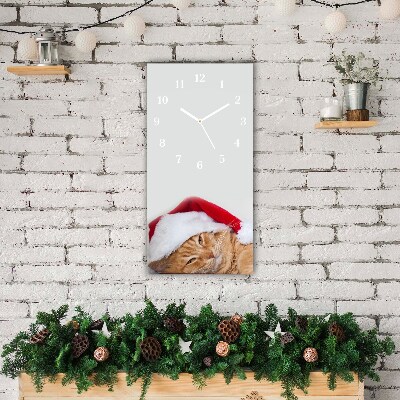 sklenené hodiny Vertikálne Mačka čiapka Santa Claus