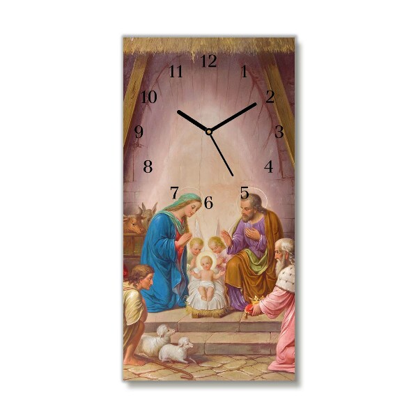 sklenené hodiny Vertikálne Ježiško vianočná stajňa