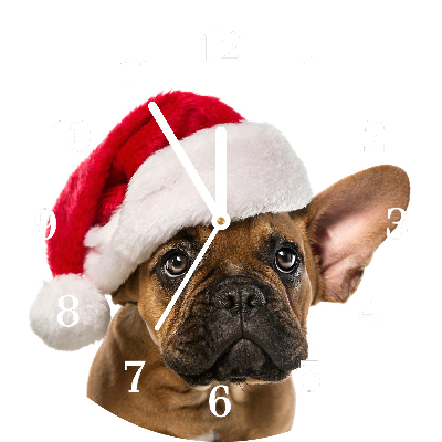 sklenené hodiny Okrúhly Buldog vianočný pes