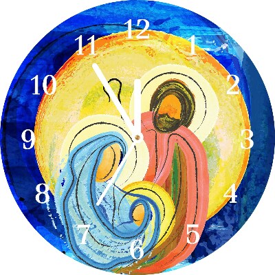 sklenené hodiny Okrúhly Abstrakcia svätej rodiny. Zima