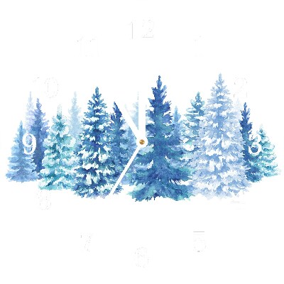 sklenené hodiny Okrúhly Vianočné stromčeky sneh zima