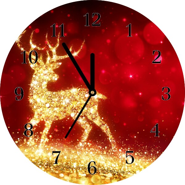sklenené hodiny Okrúhly Zlatý sob. Vianočná dekorácia