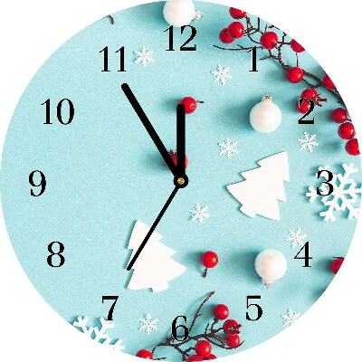 sklenené hodiny Okrúhly Snehové vločky vianočné ozdoby