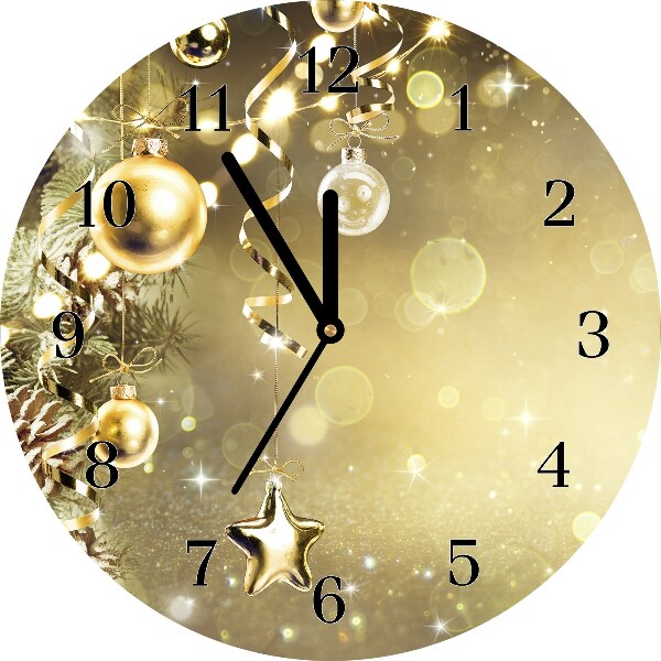 sklenené hodiny Okrúhly Zlaté ozdoby, vianočné ozdoby