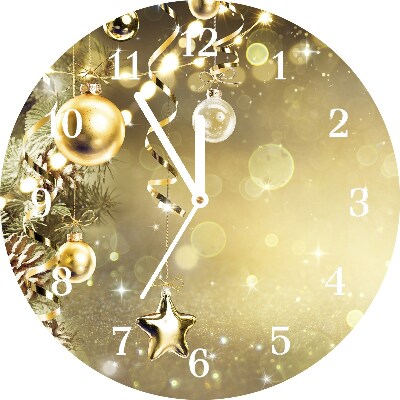 sklenené hodiny Okrúhly Zlaté ozdoby, vianočné ozdoby