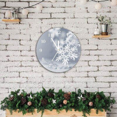 sklenené hodiny Okrúhly Snehová vločka.Vianočná dekorácia