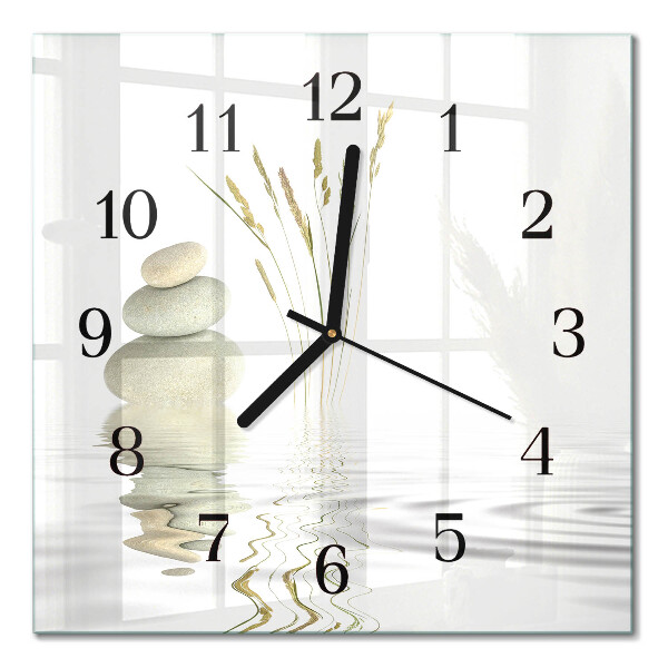 Štvorcové sklenené hodiny na stenu Kamene