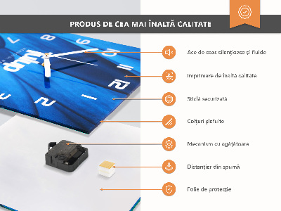 Hodiny s fotkou sklenené štvorcové Horizont