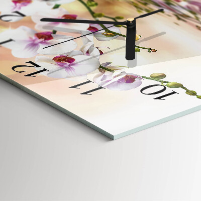Štvorcové hodiny na stenu Orchidea