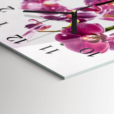 Nástenné hodiny sklenené štvorcové Orchidea