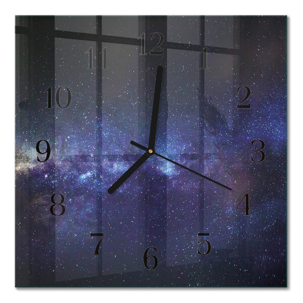Štvorcové sklenené hodiny na stenu Galaxia