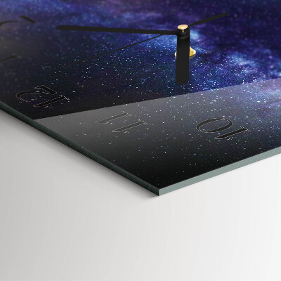 Štvorcové sklenené hodiny na stenu Galaxia