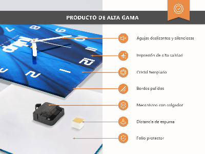 Nástenné hodiny sklenené štvorcové Kivi