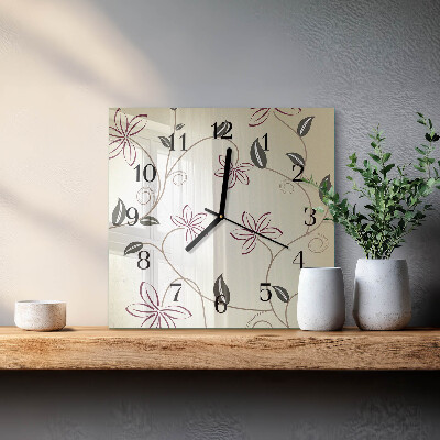 Hodiny s fotkou sklenené štvorcové Floristické umenie