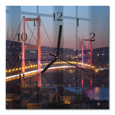 Sklenené štvorcové hodiny s vlastnou fotografiou motív Most