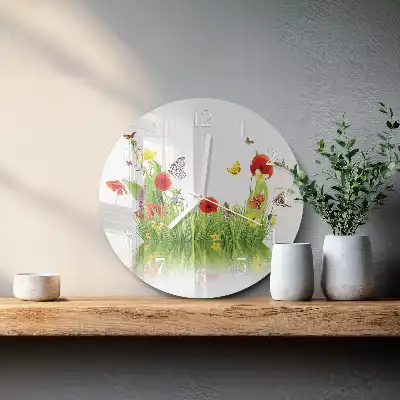 Hodiny na skle okrúhle Lúka