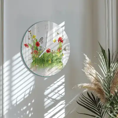 Hodiny na skle okrúhle Lúka