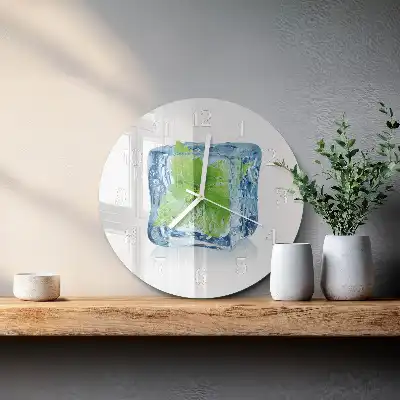 Hodiny s fotkou sklenené okrúhle Ľadová mäta