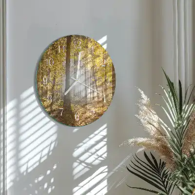 Okrúhle hodiny na stenu Jeseň v lese