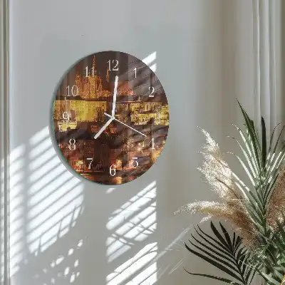 Nástenné hodiny sklenené okrúhle Praha