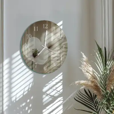 Okrúhle sklenené hodiny na stenu Mak