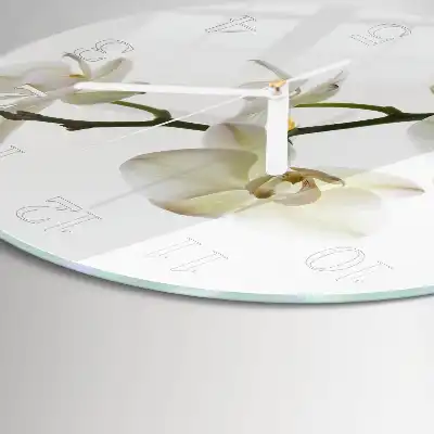 Nástenné hodiny sklenené okrúhle Orchidea