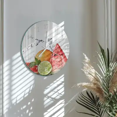 Nástenné hodiny sklenené okrúhle Ovocie